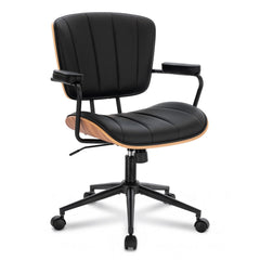 Mid-Century Modern Office Chair with Walnut Back