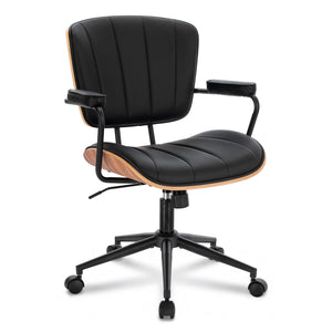 Mid-Century Modern Office Chair with Walnut Back