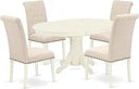 5-Piece Mid-Century Dining Set with Butterfly Leaf Table & 4 Upholstered Chairs