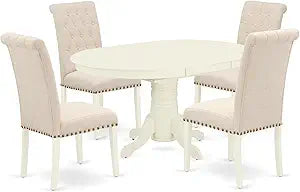 5-Piece Mid-Century Dining Set with Butterfly Leaf Table & 4 Upholstered Chairs