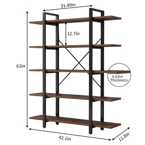5-Tier Industrial Bookshelf