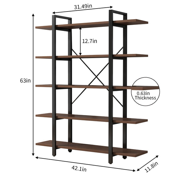 5-Tier Industrial Bookshelf