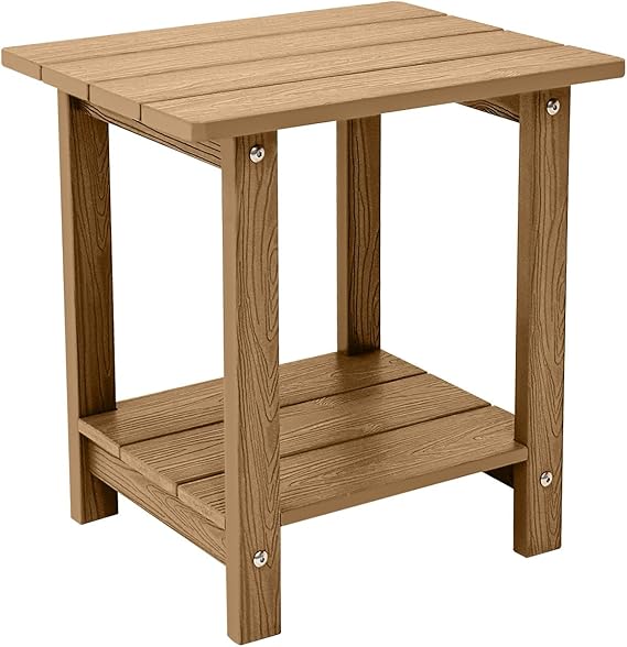Melucivi Weather Resistant Outdoor Side Table, Double Small Adirondack Side Table for Adirondack Chair - Indoor Outdoor End Table, Patio Table for Pool, Deck and Porch (Black)