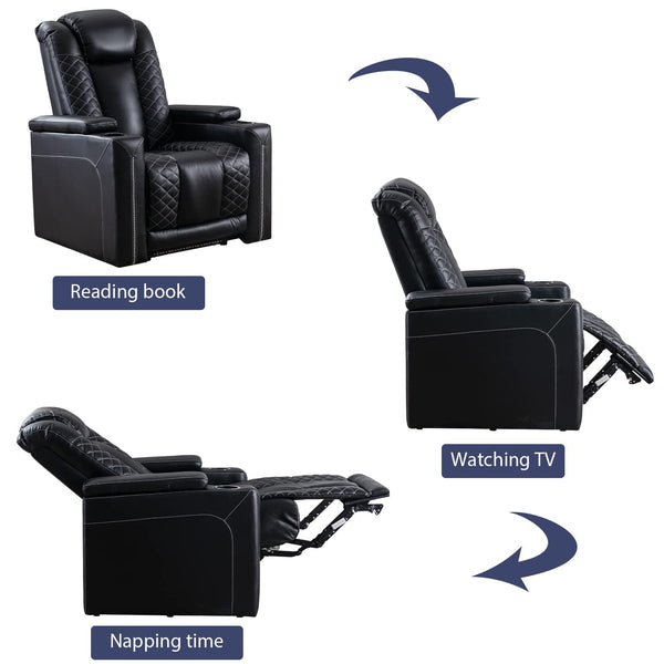 Electric Power Recliner Chair with USB Ports & Cup Holders