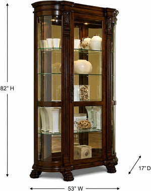 Curved End Curio Cabinet with Lighted Interior