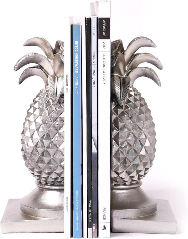 Decorative Pineapple Bookends Silver 9.4 Inch