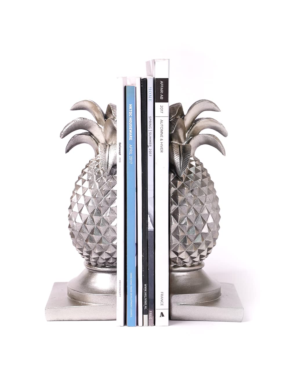 Decorative Pineapple Bookends Silver 9.4 Inch