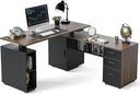 L-Shaped Electric Standing Desk with Drawers & Shelves