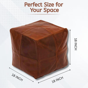 Square Leather Pouf Ottoman – Unstuffed Footstool