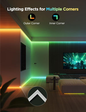 RGBIC LED Strip Lights with Diffuser Channel Cover