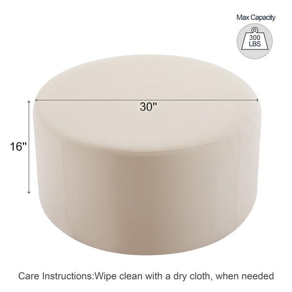 Round Velvet Ottoman Foot Stool – 30" Upholstered Pouf