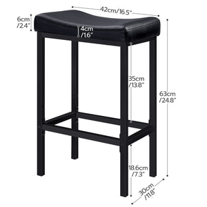 Counter Height Bar Stools with PU Leather Saddle Seat — Set of 2, 3, or 4