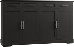60" Buffet Sideboard Cabinet with 4 Drawers & Gold Handles