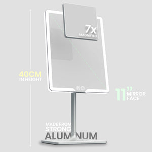 LED Vanity Mirror with Lights & 7X Magnification – Dimmable USB-C Rechargeable Tabletop Mirror