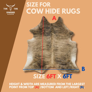 Hair-On Cowhide Area Rug 6x6 Brindle