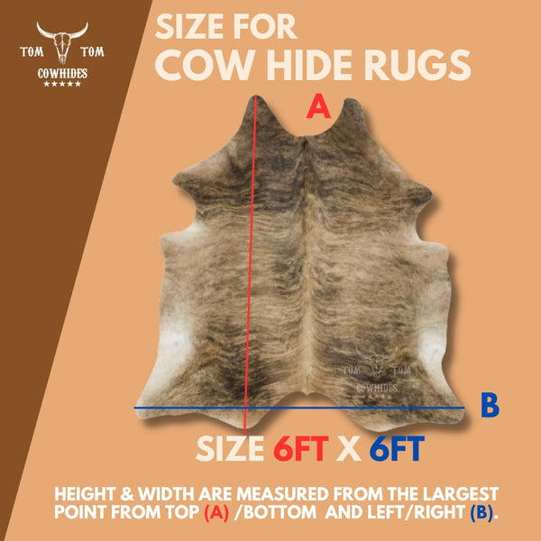 Hair-On Cowhide Area Rug 6x6 Brindle