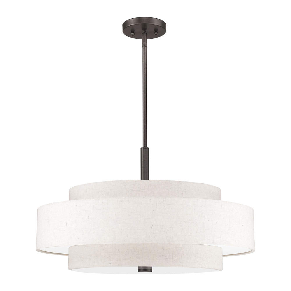 5-Light Triple Drum Pendant Light with Fabric Shade
