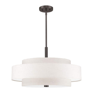 5-Light Triple Drum Pendant Light with Fabric Shade