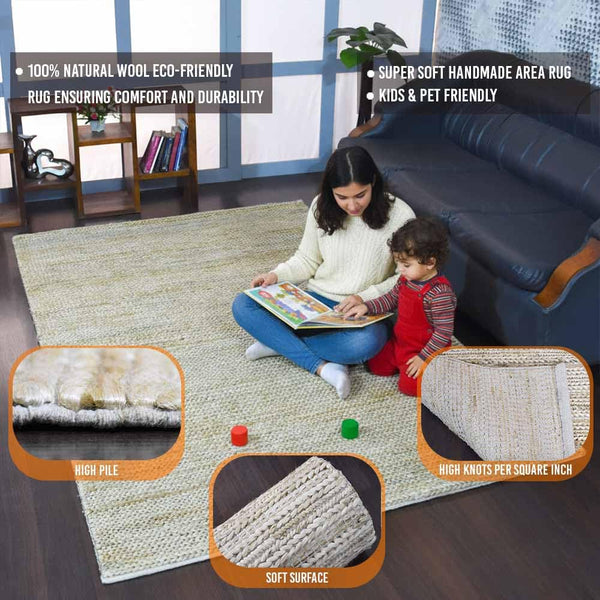 Hand-Knotted Jute Area Rug — Natural Fiber, Indoor & Outdoor