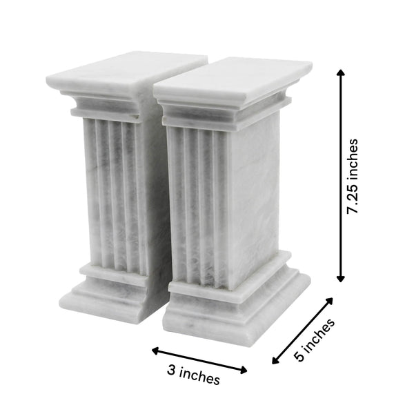 Marble Bookends Set – Hand Carved, Polished Stone with Non-Slip Base