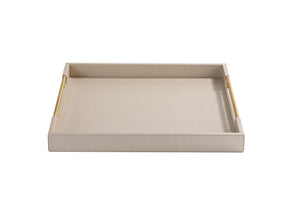 Oversized Square Ottoman Tray with Gold Handles – Faux Leather, 24x24