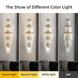 Modern Crystal Wall Sconce 5-Light Metal Vanity Light Fixture