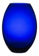 Cobalt Blue Glass Barrel Vase – Handmade, 11.75" H