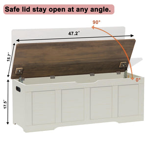 Large Storage Chest with Safety Hinges & Wooden Bench