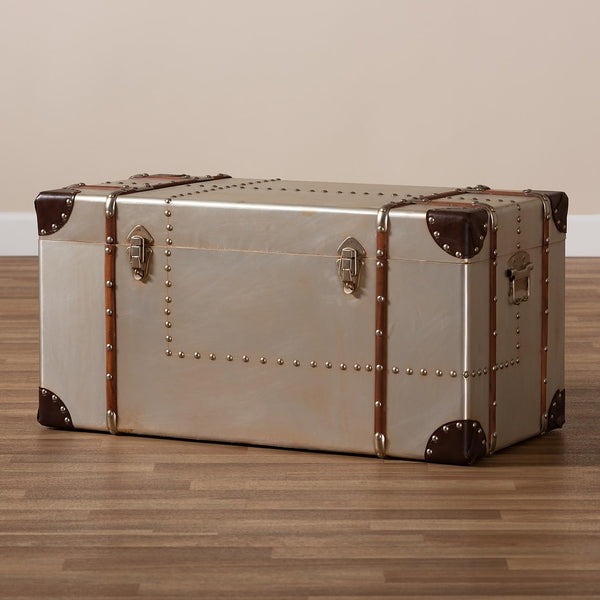 Industrial Storage Trunk with Inner Compartment – Silver