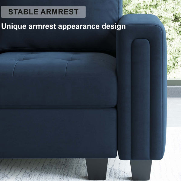 Velvet Modular L-Shape Sectional Sofa with Storage Ottoman