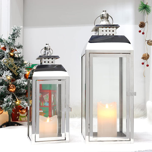 Set of 2 Vintage Metal Candle Lanterns – Indoor & Outdoor Hanging Lanterns