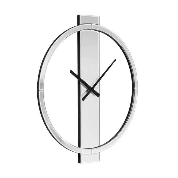 Large Mirror Wall Clock with Round Glass Face