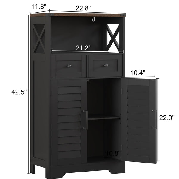 Farmhouse Storage Cabinet with Doors and Drawers