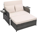 Convertible Patio Daybed with Storage Ottoman & Adjustable Backrest