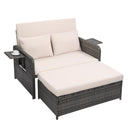 Patio Daybed with Storage Ottoman & Adjustable Backrest