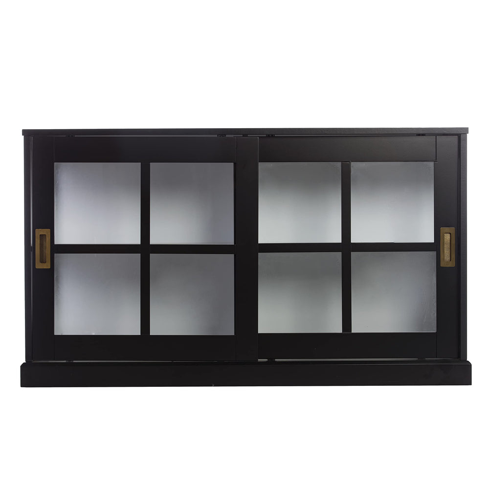 Black Curio Cabinet with Sliding Glass Doors