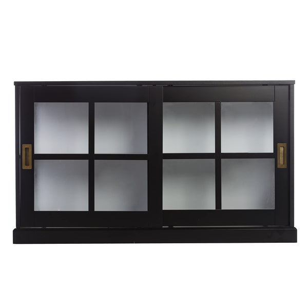 Black Curio Cabinet with Sliding Glass Doors