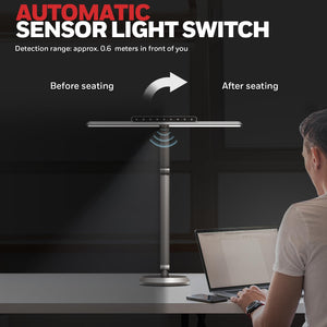 LED Desk Lamp with Auto-Sensing, Timer & Adjustable Arm