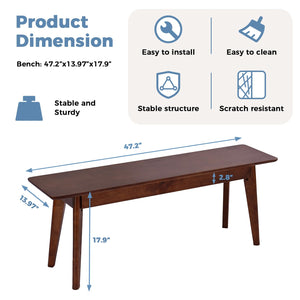 47-Inch Solid Oak Wood Dining Bench