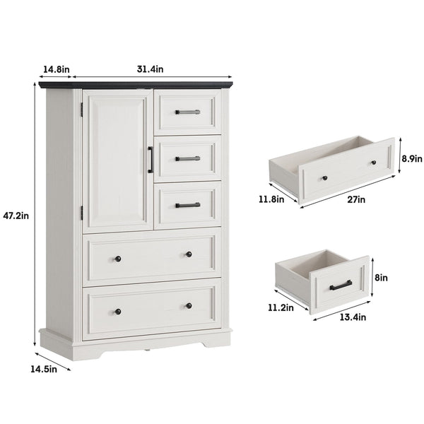 5-Drawer Farmhouse Dresser – Wood Chest of Drawers