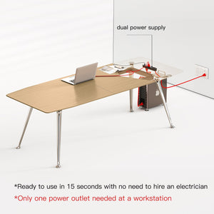 60-Inch Executive Desk with Chrome Legs & Built-In Power Outlet