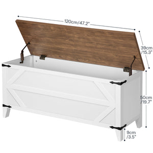 Farmhouse Toy Box Storage Bench with Safety Hinges – 47.2" Wooden Chest