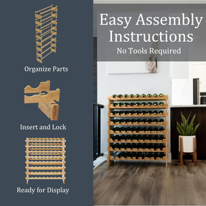 72-Bottle Bamboo Stackable Freestanding Wine Rack