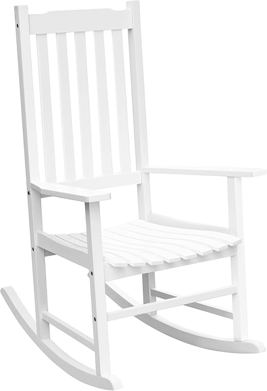 Acacia Wood Patio Rocking Chair – High Back & Wide Armrest
