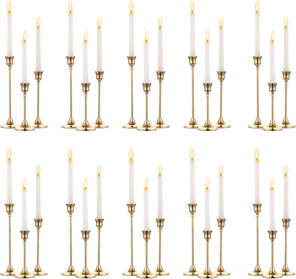 Gold Taper Candle Holders Set – Metal Candlestick Holders