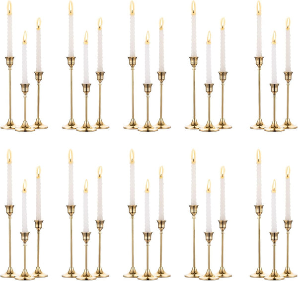 Gold Taper Candle Holders Set – Metal Candlestick Holders