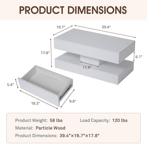 LED Coffee Table with Storage & Drawers