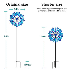 Large Metal Wind Spinner with Stake — Outdoor Yard & Garden Windmill
