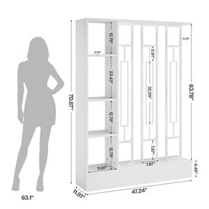 Room Divider Bookcase with Display Shelves, 70.9" H