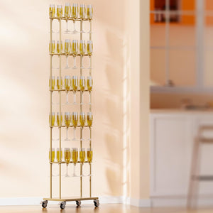 5-Tier Metal Champagne Wall Stand – 40-Glass Stemware Display Rack